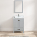 Blossom 026 24 15 CT M Geneva 24" Freestanding Bathroom Vanity With Countertop, Undermount Sink & Mirror - Metal Grey