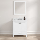 Blossom Geneva 30" Freestanding Bathroom Vanity With Countertop, Undermount Sink & Mirror - Matte White - V8026 30 01 CT M