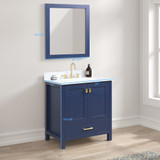 Blossom 026 30 25 CT M Geneva 30" Freestanding Bathroom Vanity With Countertop, Undermount Sink & Mirror - Navy Blue