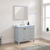 Blossom 026 36 15 CT Geneva 36" Freestanding Bathroom Vanity With Countertop & Undermount Sink - Metal Grey