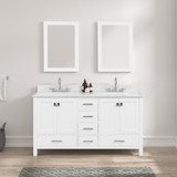 Blossom 026 60 01 CT 2M Geneva 60" Freestanding Bathroom Vanity With Countertop, Undermount Sink & Mirror - Matte White