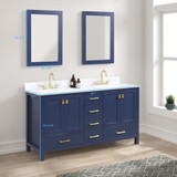 Blossom 026 60 25 CT 2M Geneva 60" Freestanding Bathroom Vanity With Countertop, Undermount Sink & Mirror - Navy Blue