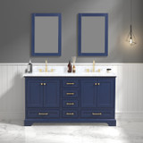 Blossom 027 60 25 CT 2M Copenhagen 60" Freestanding Bathroom Vanity With Countertop, Undermount Sink & Mirror - Navy Blue