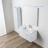Blossom 028 36 01 A SC Positano 36" Floating Bathroom Vanity with Sink & Side Cabinet - Matte White