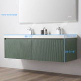 Blossom 028 60 27 A Positano 60" Floating Bathroom Vanity with Sink - Aventurine Green