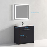 Blossom  029 36 28 C Hanover 36" Freestanding Bathroom Vanity with Sink - Charocoal