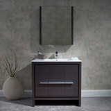 Blossom 014 36 16 M Milan 36" Freestanding Bathroom Vanity With Sink & Mirror- Silver Grey