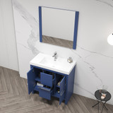 Blossom  014 36 25 M Milan 36" Freestanding Bathroom Vanity With Sink & Mirror- Navy Blue