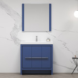 Blossom 014 36 25 M Milan 36" Freestanding Bathroom Vanity With Sink & Mirror- Navy Blue