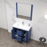 Blossom 014 36 25 MC Milan 36" Freestanding Bathroom Vanity With Sink & Medicine Cabinet - Navy Blue