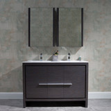 Blossom 014 48 16 DMC Milan 48" Freestanding Bathroom Vanity With Double Sink & 2 Medicine Cabinet - Silver Grey