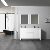 Blossom 014 60 01 M Milan 60" Freestanding Bathroom Vanity With Sink & Mirror- Glossy White