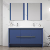 Blossom 014 60 25 M Milan 60" Freestanding Bathroom Vanity With Sink & Mirror- Navy Blue