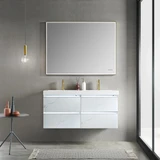 Blossom V8018 48 23 A MT12 Jena 48" Floating Wall Hung Bathroom Vanity With Acrylic Sink, Metal Legs - White