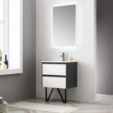 Blossom  019 24 01 A MT12 Berlin 24" Floating Bathroom Vanity With Acrylic Sink, Metal Legs - Glossy White & Glossy Grey