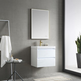 Blossom 018 24 23 A MT12 Jena 24" Floating Bathroom Vanity With Acrylic Sink, Metal Legs - White