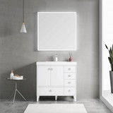 Blossom 023 36 01 A Lyon 36" Freestanding Bathroom Vanity With Acrylic Sink - White