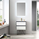 Blossom 019 24 01 C Berlin 24" Floating Bathroom Vanity With Ceramic Sink - Glossy White & Glossy Grey