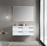 Blossom 020 48 01 C MT12 Sofia 48" Floating Bathroom Vanity With Ceramic Sink, Metal Legs - White