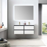 Blossom 019 48 01 C Berlin 48" Floating Bathroom Vanity With Ceramic Sink - Glossy White & Glossy Grey