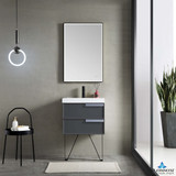 Blossom 020 24 15 C MT12 Sofia 24" Floating Bathroom Vanity With Ceramic Sink, Metal Legs - Grey