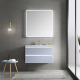 Blossom V8018 36 24 C MT12 Jena 36" Floating Wall Hung Bathroom Vanity With Ceramic Sink, Metal Legs - Grey