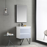 Blossom 018 24 24 C MT12 Jena 24" Floating Bathroom Vanity With Ceramic Sink, Metal Legs - Grey