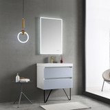 Blossom V8018 30 24 C MT12 Jena 30" Floating Wall Hung Bathroom Vanity With Ceramic Sink, Metal Legs - Grey