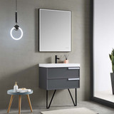 Blossom 020 30 15 C MT12 Sofia 30" Floating Bathroom Vanity With Ceramic Sink, Metal Legs - Grey