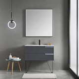 Blossom 020 36 15 A MT12 Sofia 36" Floating Bathroom Vanity With Acrylic Sink, Metal Legs - Grey