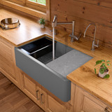 Alfi AB33FARM-T Titanium 33" x 21" Granite Composite Single Bowl Drop In Farm Sink with Accessories