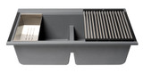 ALFI Titanium 34" x 18" Granite Composite Workstation Step Rim Double Bowl Undermount Sink with Accessories - AB3418DBUM-T