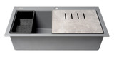 ALFI Titanium 34" x 18" Granite Composite Workstation Step Rim Single Bowl Drop In Sink with Accessories - AB3418SBDI-T