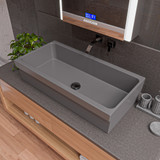 ALFI 36" x 18" Grey Matte Above Mount Fireclay Bathroom Trough Sink - AB36TRGM