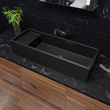 ALFI 39" x 14" Black Matte Above Mount Fireclay Bathroom Trough Sink - AB39TRBM