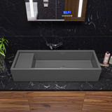 ALFI 39" x 14" Grey Matte Above Mount Fireclay Bathroom Trough Sink - AB39TRGM