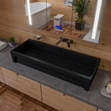 ALFI 48" x 18" Black Matte Above Mount Fireclay Bathroom Trough Sink - AB48TRBM