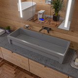 ALFI 48" x 18" Grey Matte Above Mount Fireclay Bathroom Trough Sink - AB48TRGM