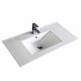 Fine Fixtures White 36" W x 19" D Ceramic Vanity Sink With Integrated Countertop - VE3618W