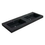 Fine Fixtures 48" X 18" Vanity Sink Gel Coated Double Sink 2.5" Thick - Matte Black - VET4818BL-D