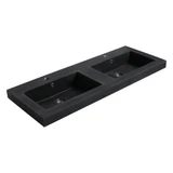 Fine Fixtures 48" W x 18" D Vanity Sink Gel Coated Double Sink 2.5" Thick - Matte Black - VET4818BL-D