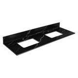 Fine Fixtures 72" Black Carrara Sintered Stone Vanity Countertop - Removable Backsplash - For Double Sink