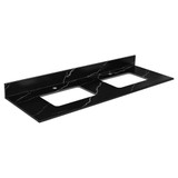 Fine Fixtures 60" Black Carrara Sintered Stone Vanity Countertop - Removable Backsplash - For Double Sink