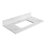 Fine Fixtures 36" White Carrara Sintered Stone Vanity Countertop - Removable Backsplash - For Single Sink