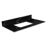Fine Fixtures 36" Black Carrara Sintered Stone Vanity Countertop - Removable Backsplash - For Single Sink