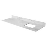 Fine Fixtures 72" White Carrara Sintered Stone Vanity Countertop - Removable Backsplash - For Single Right Sink