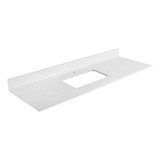 Fine Fixtures 60" Solid White Sintered Stone Vanity Countertop - Removable Backsplash - For Single Sink