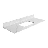 Fine Fixtures SS48WC-S 48" White Carrara Sintered Stone Sink Top - Single Sink