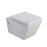Fine Fixtures Plaza Wall-Hung Square Toilet With Rimless Flush - White - WT16RM