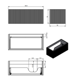 Lucena Bari Single Drawer Wall Mounted Floating Vanity Cabinet Only, for Left Side Sink 40" W x 16" H x 18" D - Grey/Ceniza Color - 87509